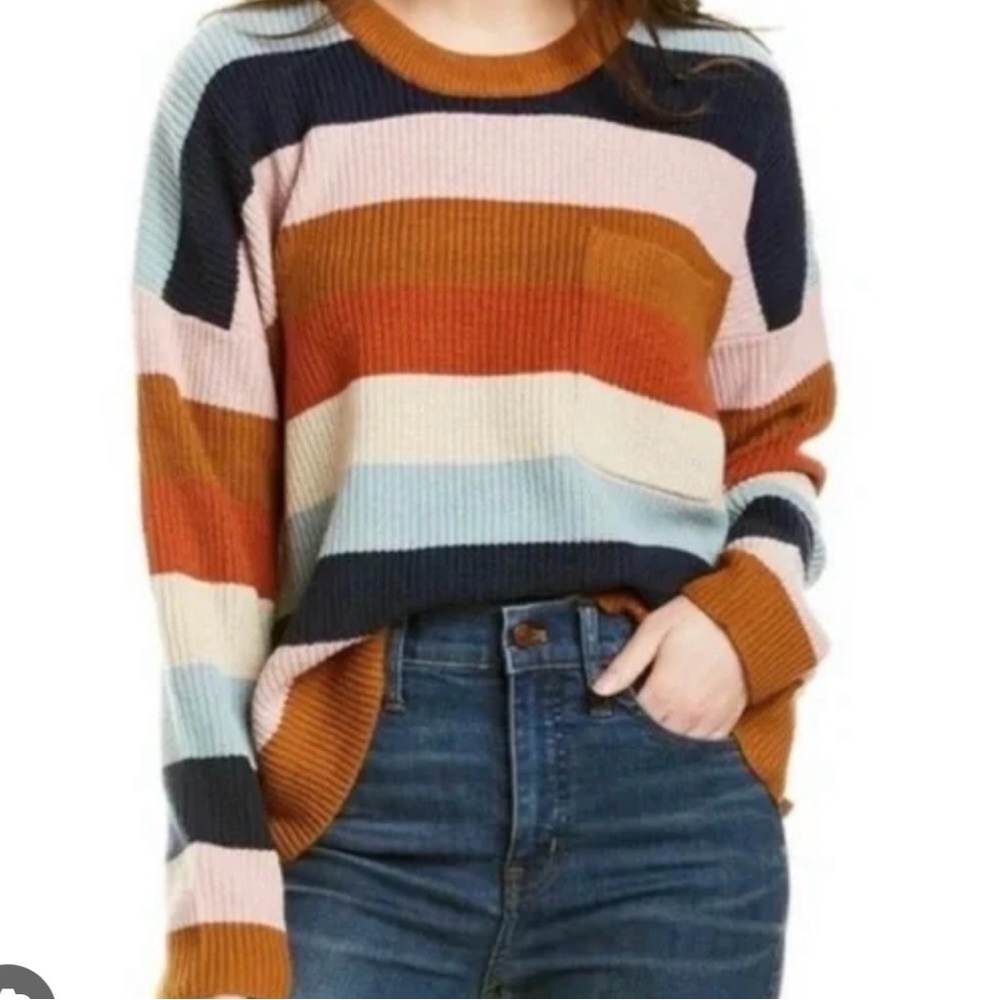 Madewell Thompson Rainbow Stripe Oversized Pullover Sweater, XS
